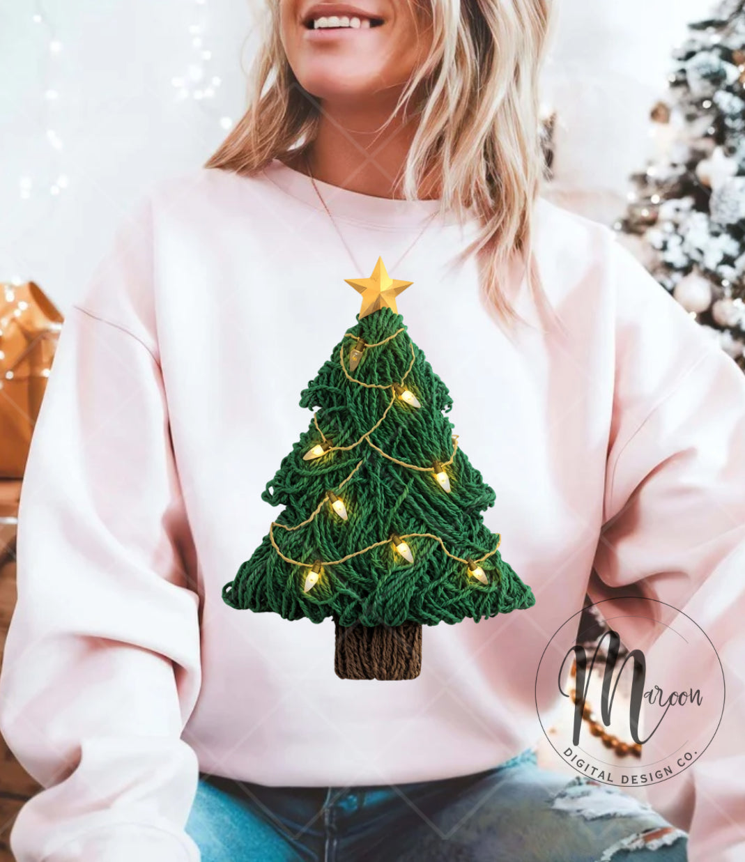 Faux yarn Xmas tree lights PNG