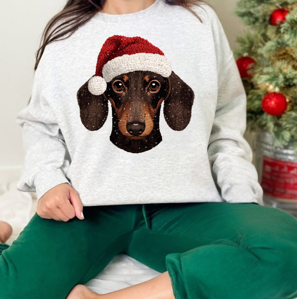 3 Choc. Dachshund SANTA dog BUNDLE png