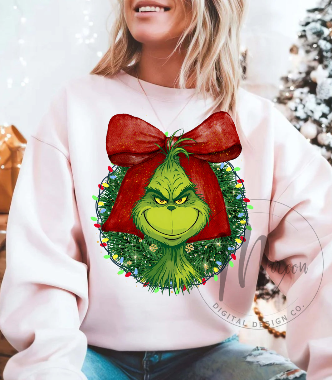 Grinchy wreath png