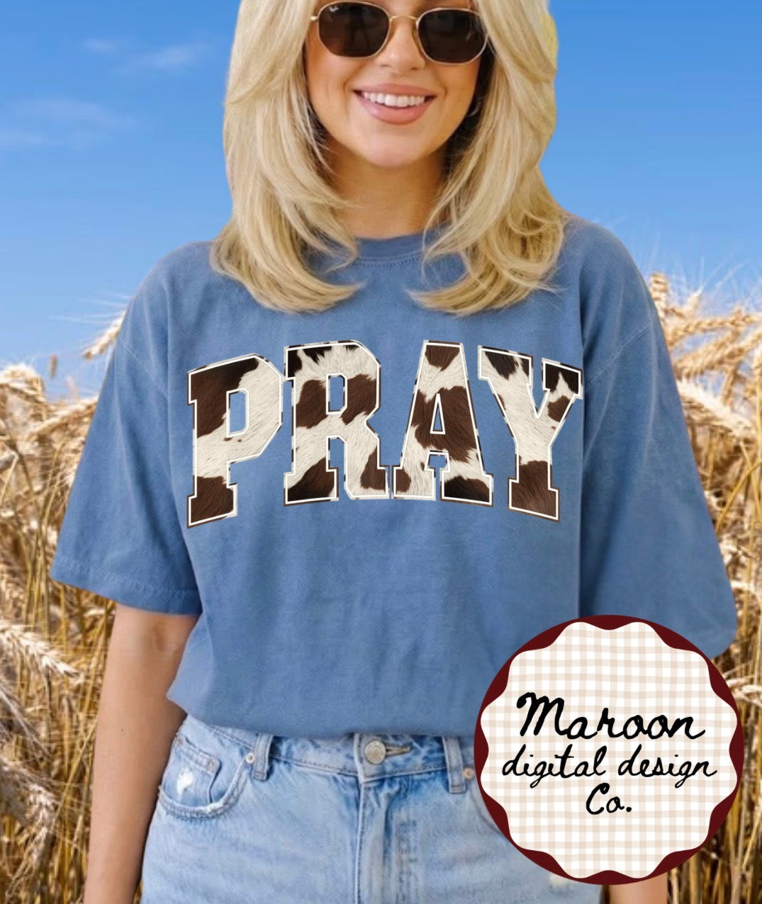PRAY cowhide print PNG