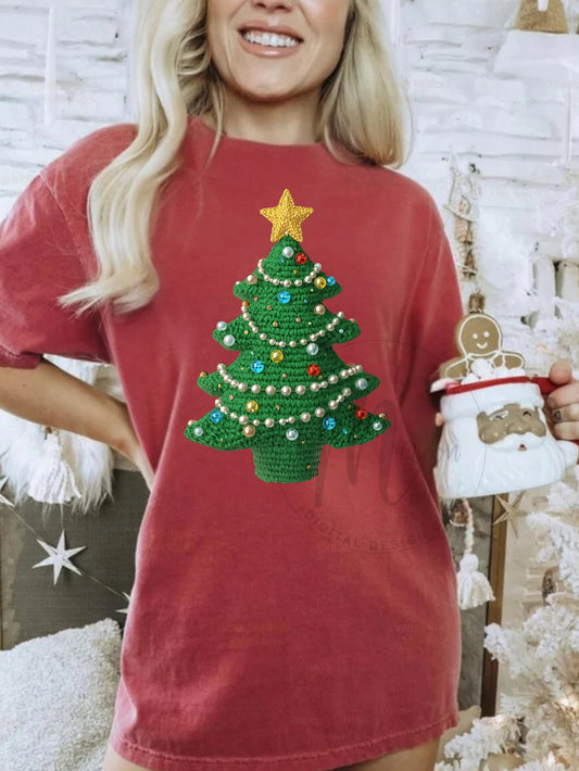 Christmas tree knit faux PNG