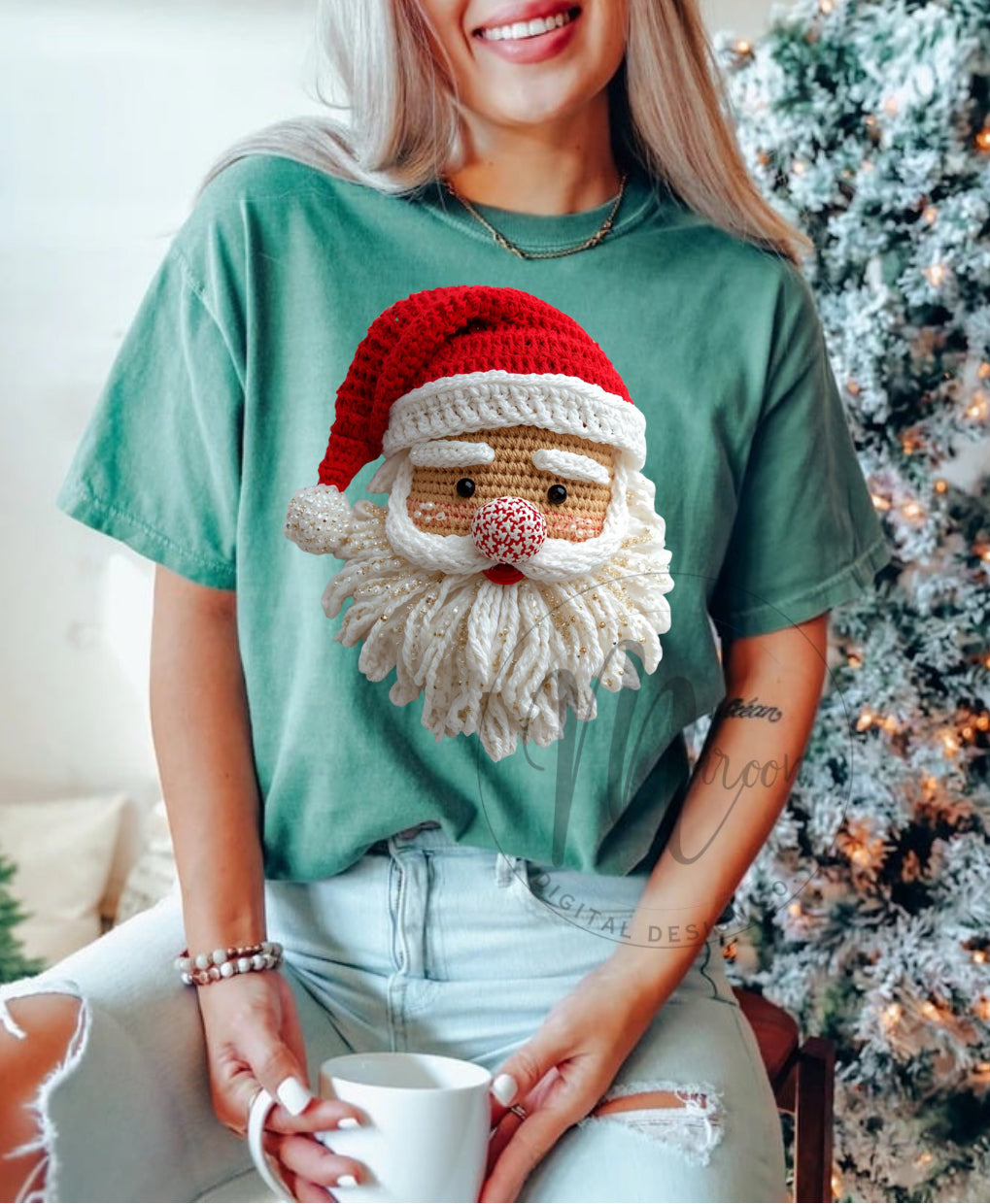 Faux knit Santa PNG
