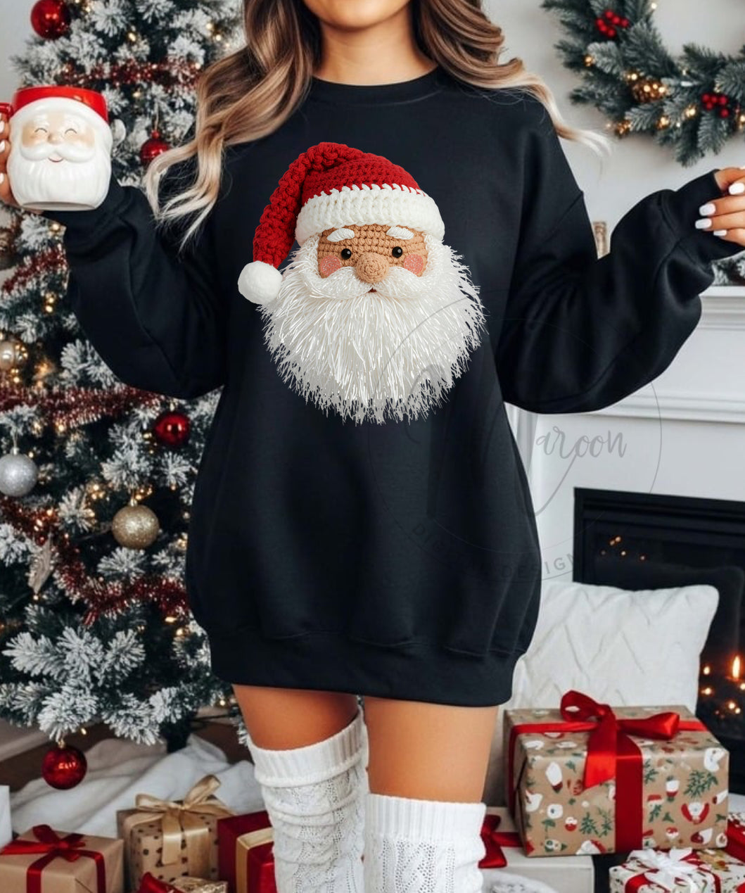 Santa faux tinsel knit PNG