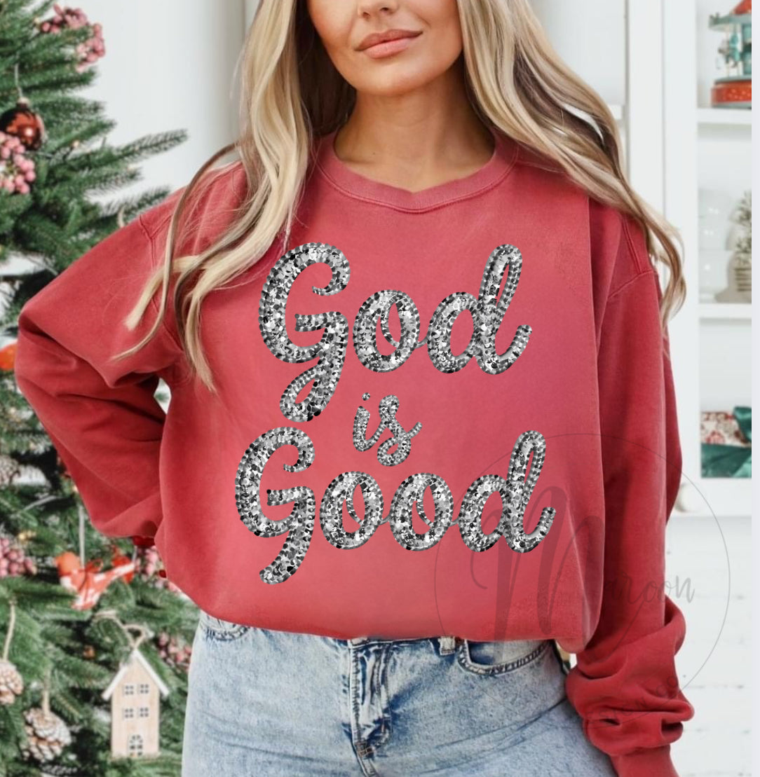 God is good faux sequin PNG