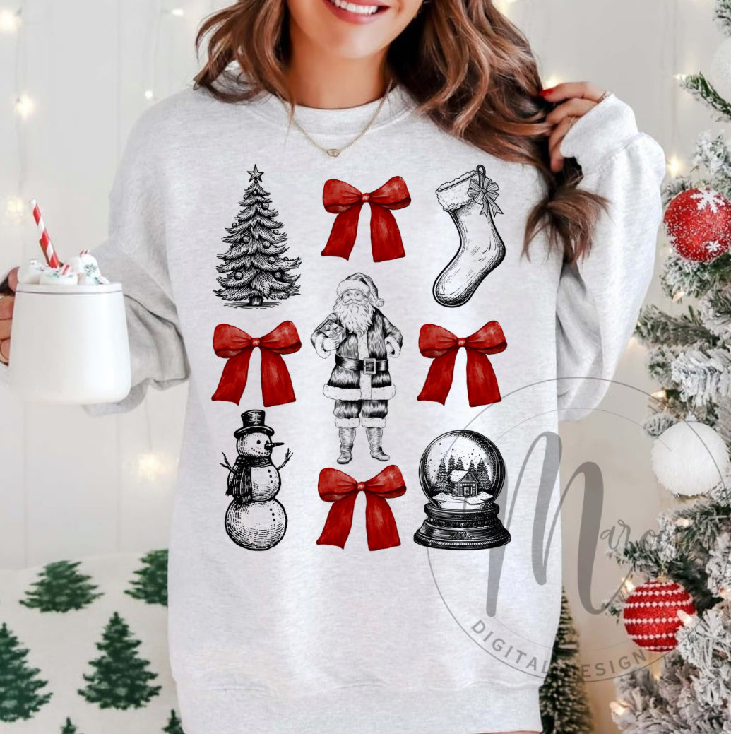 Bows&vintage Christmas PNG