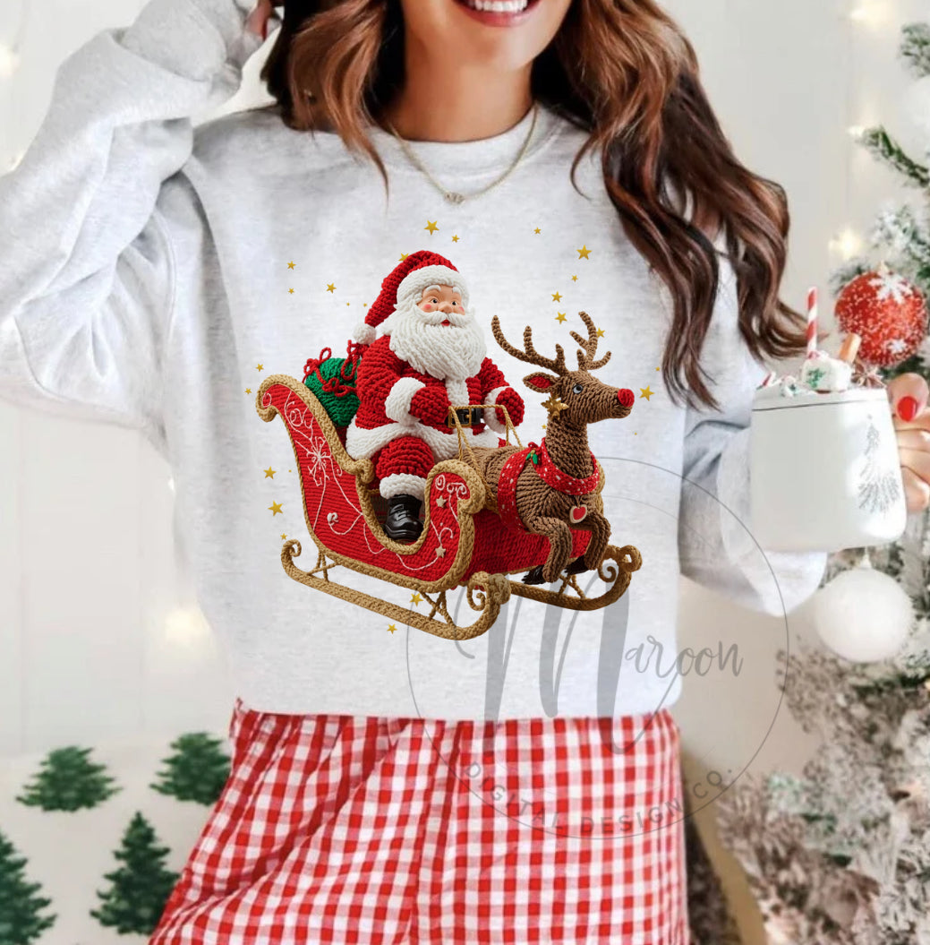 Faux yarn Santa sleigh PNG