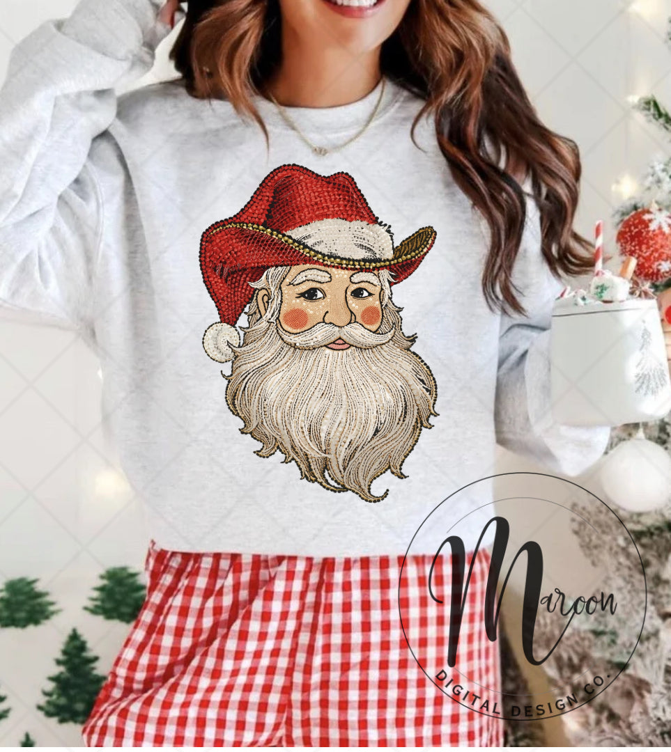 Faux sparkle cowboy Santa png