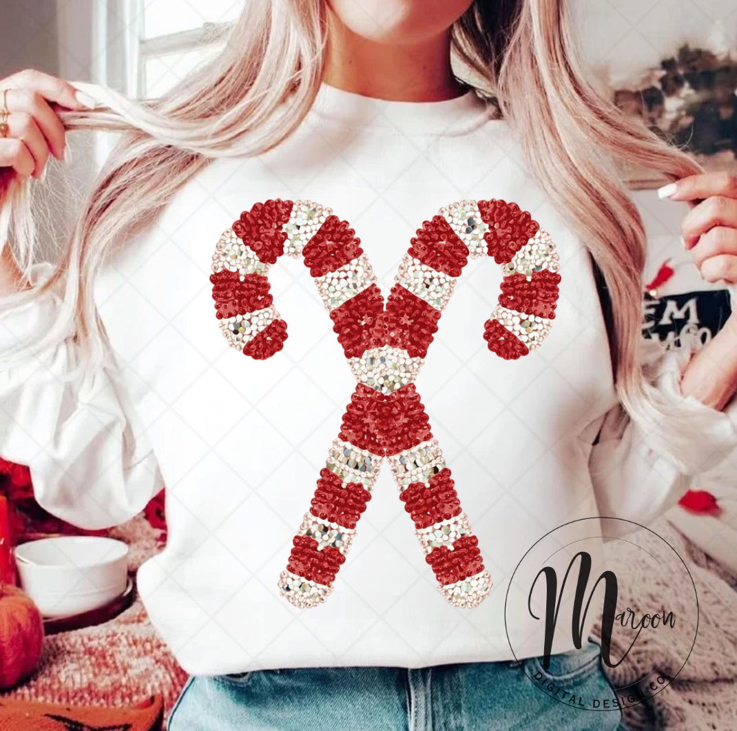 Sequin faux candy cane png