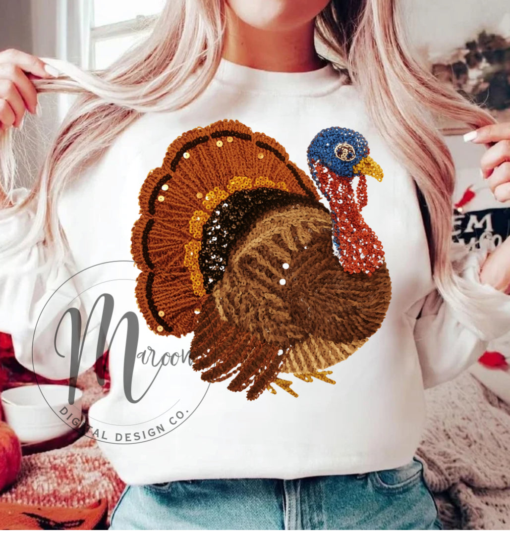 Faux yarn sequin turkey png