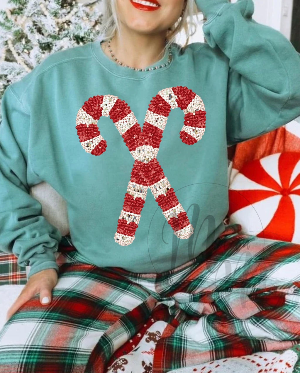 Sequin faux candy cane png