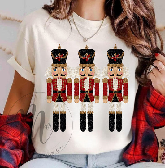 Faux sequin 3 red nutcrackers