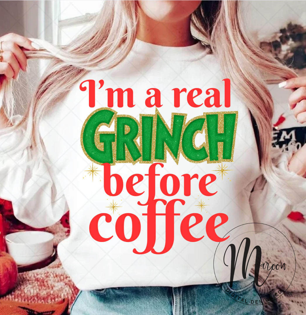 Grinch before coffee PNG
