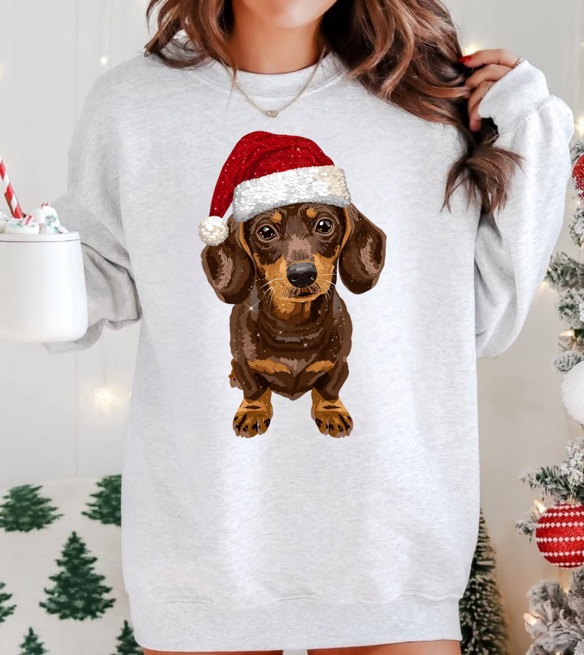 3 Choc. Dachshund SANTA dog BUNDLE png