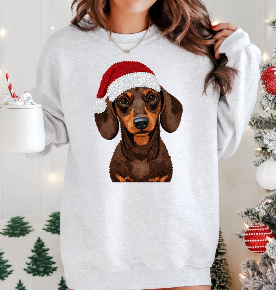 3 Choc. Dachshund SANTA dog BUNDLE png