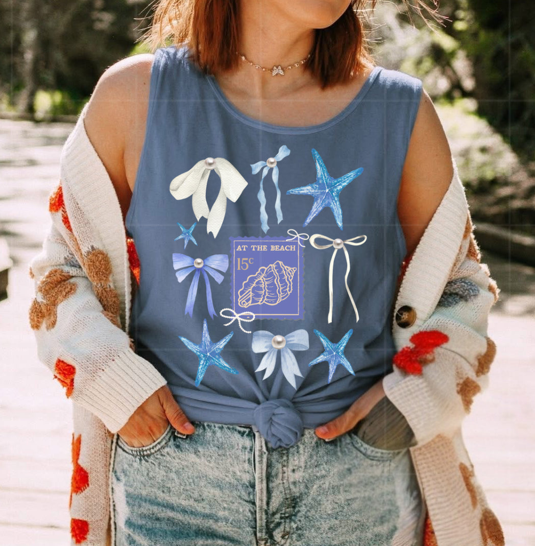 Beach stamp blue