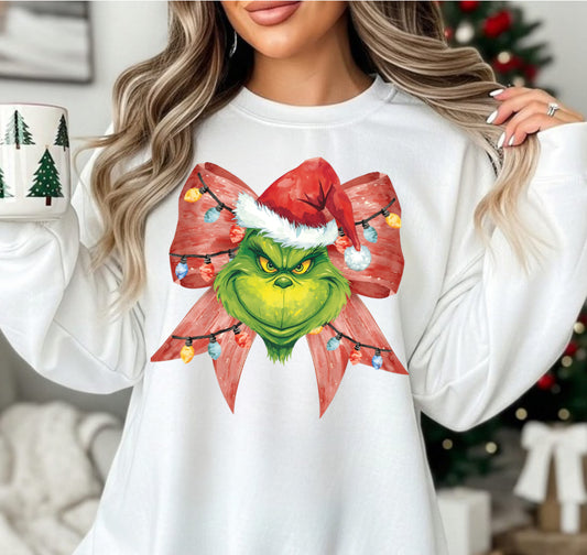 Grinch bow Christmas lights
