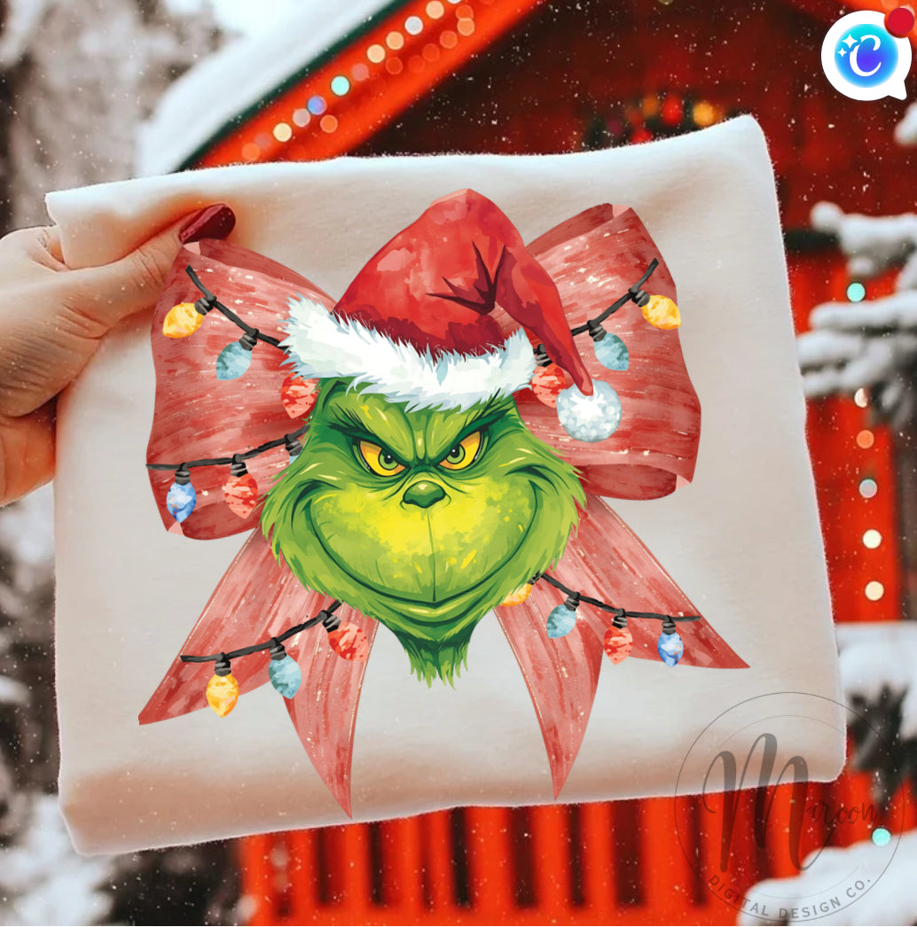 Grinch bow Christmas lights