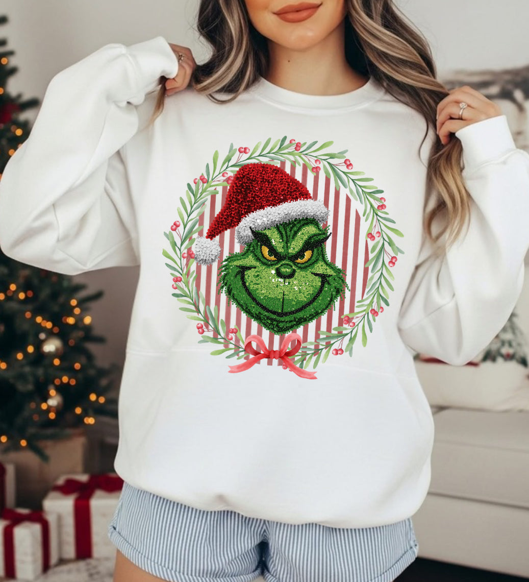Sequin grinch wreath