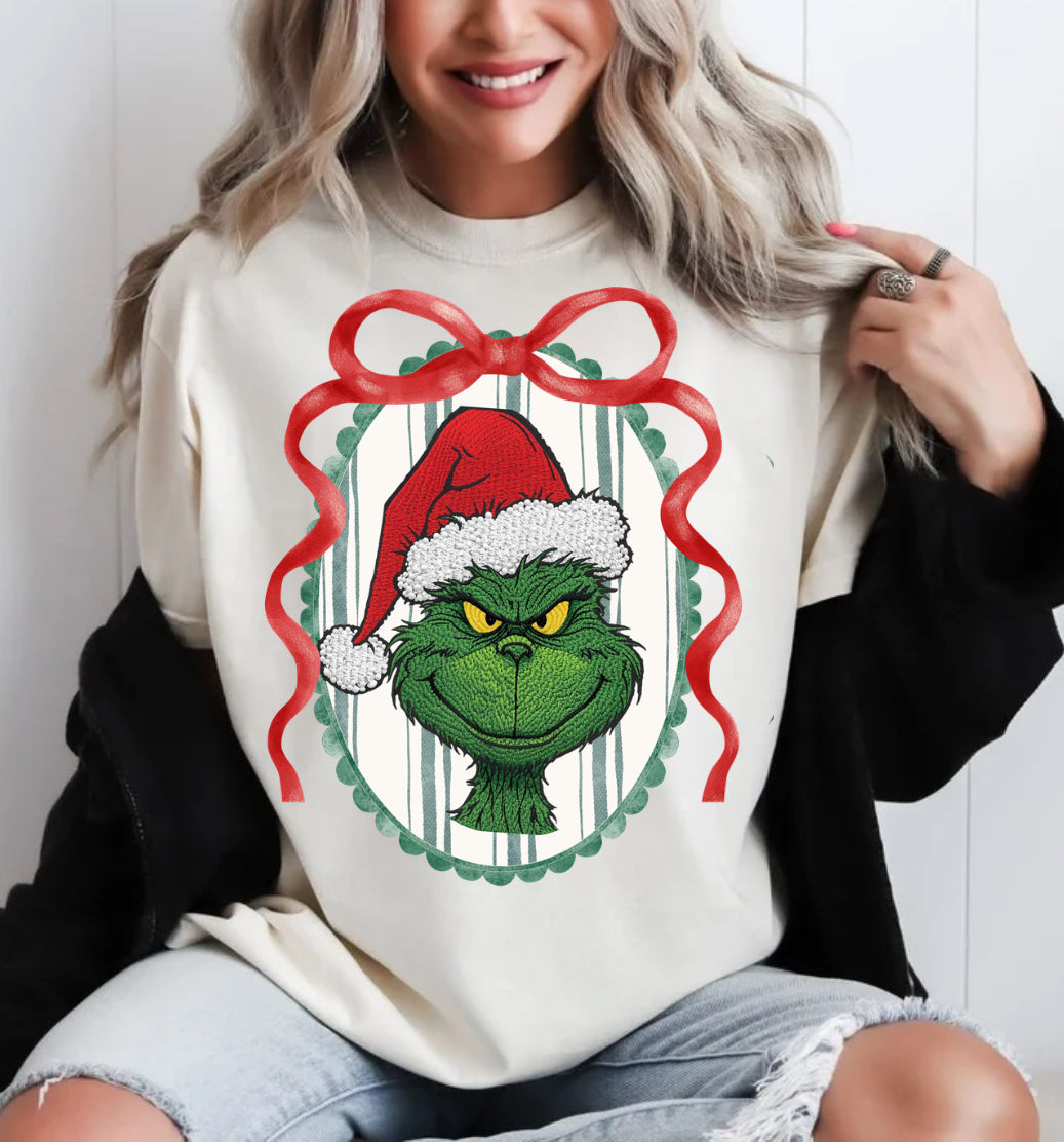 Grinch bow face PNG