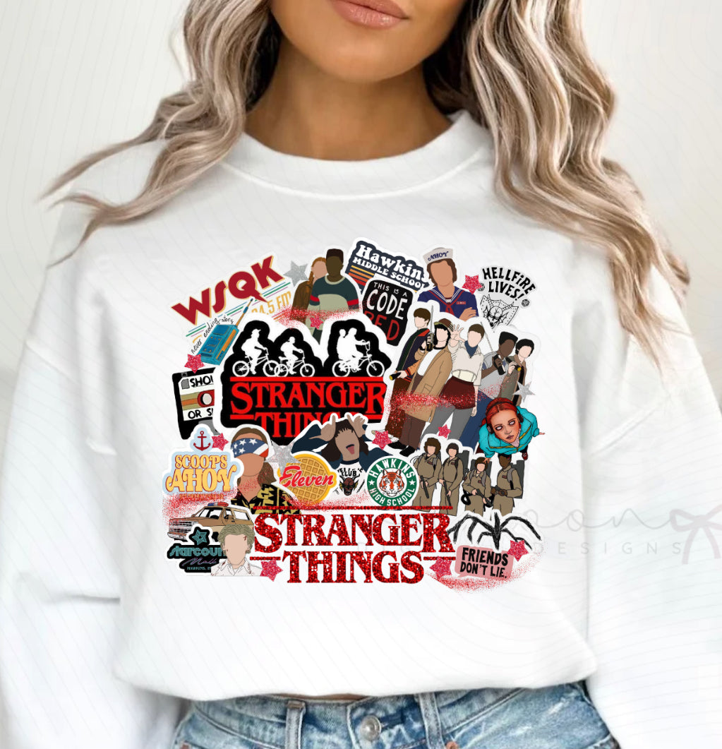 Stranger things sticker collage PNG